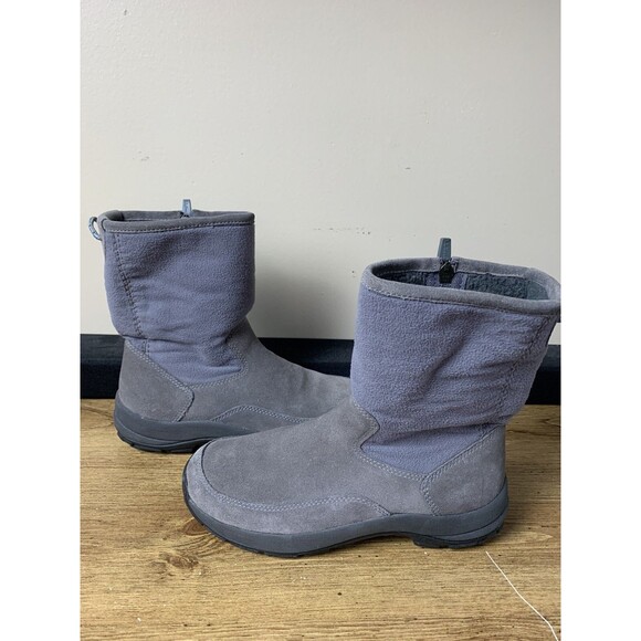 LL Bean Boots Womens Sz 7 Gray Snow Fleece Side Zip Gray Suede - Picture 8 of 11